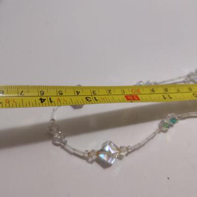 Vintage Aurora Borealis Necklace and Earrings- Faceted Beads, Possibly Swarovski- 28" Necklace (#14)