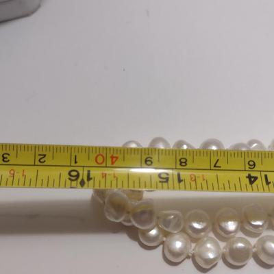 Natural Pearl Necklace and Earrings- Hand Strung and Knotted- Approx 64" Long (#15)
