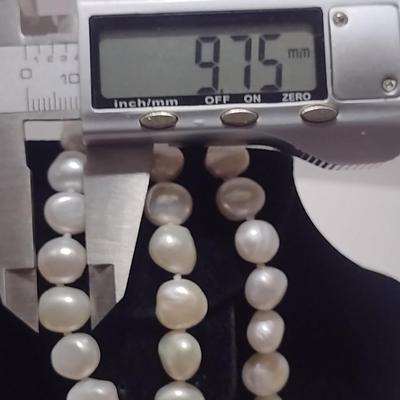Natural Pearl Necklace and Earrings- Hand Strung and Knotted- Approx 64" Long (#15)