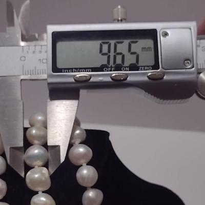 Natural Pearl Necklace and Earrings- Hand Strung and Knotted- Approx 64" Long (#15)