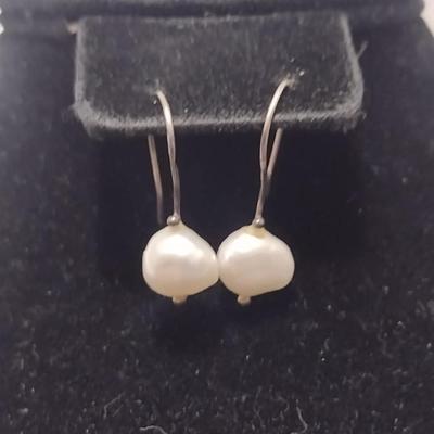 Natural Pearl Necklace and Earrings- Hand Strung and Knotted- Approx 64" Long (#15)