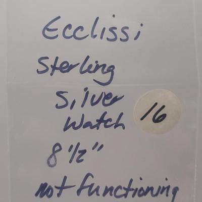 Ecclissi Sterling Silver Watch with Leather Band (#16)