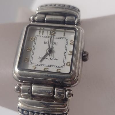 Ecclissi Sterling Silver Watch with Leather Band (#16)