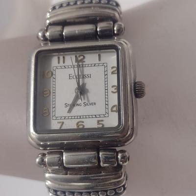 Ecclissi Sterling Silver Watch with Leather Band (#16)