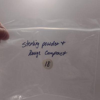 Antique Sterling Silver Powder and Rouge Compact- Monogrammed (#18)