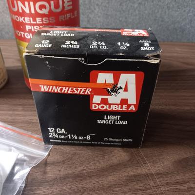 22 LONG RIFLE AND 12G SHOTGUN SHELLS, FIREARM LOCKS. POWDER, HEARING PROTECTION