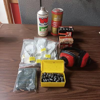 22 LONG RIFLE AND 12G SHOTGUN SHELLS, FIREARM LOCKS. POWDER, HEARING PROTECTION