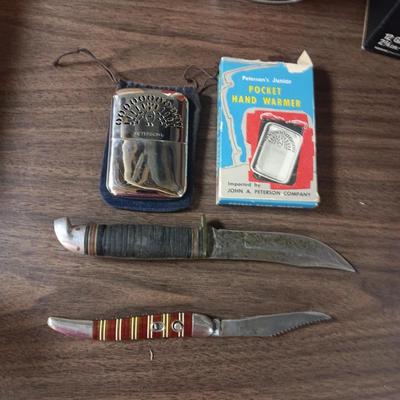 BOY SCOUTS OF AMERICA? FIXED BLADE KNIFE, POCKET KNIFE AND HAND WARMER