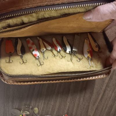 LEATHER LURE BOOK FULL OF FISHING LURES