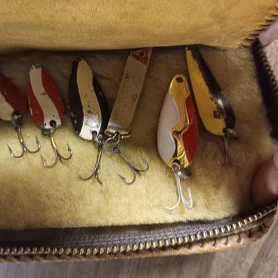LEATHER LURE BOOK FULL OF FISHING LURES