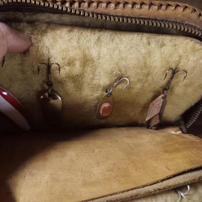 LEATHER LURE BOOK FULL OF FISHING LURES