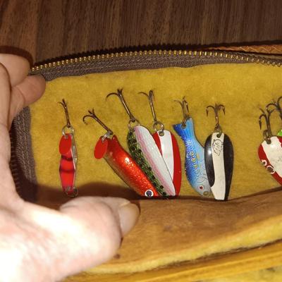 LEATHER LURE BOOK FULL OF FISHING LURES