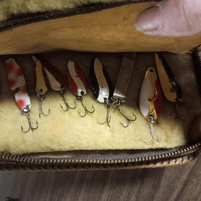 LEATHER LURE BOOK FULL OF FISHING LURES