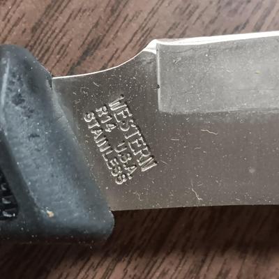 WESTERN FIXED BLADE KNIFE, KNIFE SHARPENER AND CABELA'S MULTI TOOL