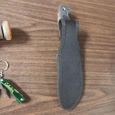 WESTERN FIXED BLADE KNIFE, KNIFE SHARPENER AND CABELA'S MULTI TOOL