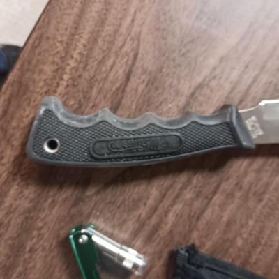 WESTERN FIXED BLADE KNIFE, KNIFE SHARPENER AND CABELA'S MULTI TOOL