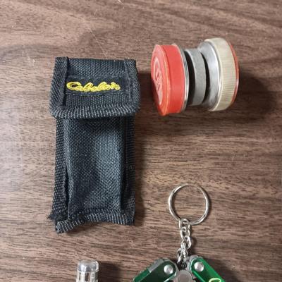 WESTERN FIXED BLADE KNIFE, KNIFE SHARPENER AND CABELA'S MULTI TOOL