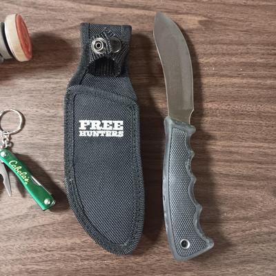 WESTERN FIXED BLADE KNIFE, KNIFE SHARPENER AND CABELA'S MULTI TOOL