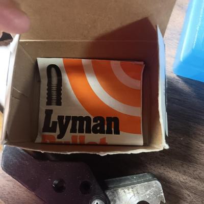 BULLET MOLD, LYMAN MOULD BLOCKS AND A CASE-GARD