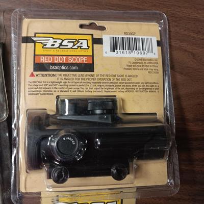 NEW BSA RED DOT SCOPE AND A RIFLE CLEANING KIT