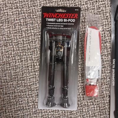 NEW NON SLIP NEOPRENE SLING, NEW WINCHESTER TWIST LEG BI-POD AND GUN LOCK