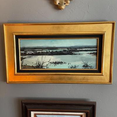 Vintage Marsh Painting 22x12.5