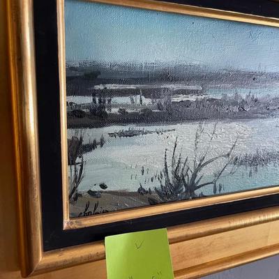 Vintage Marsh Painting 22x12.5