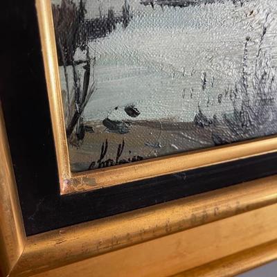 Vintage Marsh Painting 22x12.5