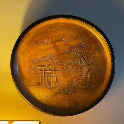 Japanese hand-carved wooden bowl