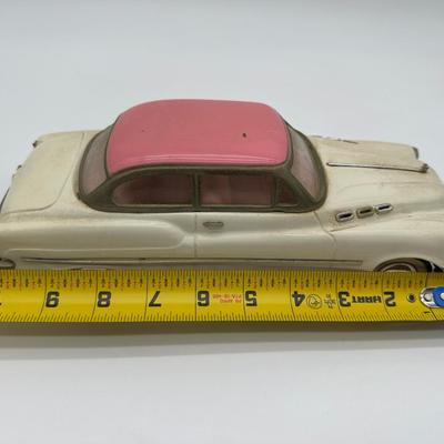 Vintage 1950s Tin Litho Sedan Toy Car – Cream & Pink – Japan
