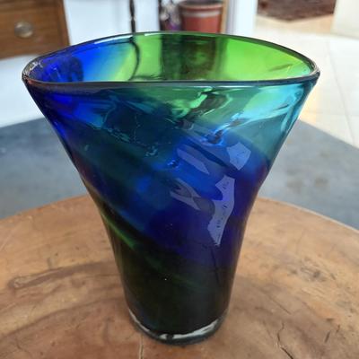 Blue and green glass vase