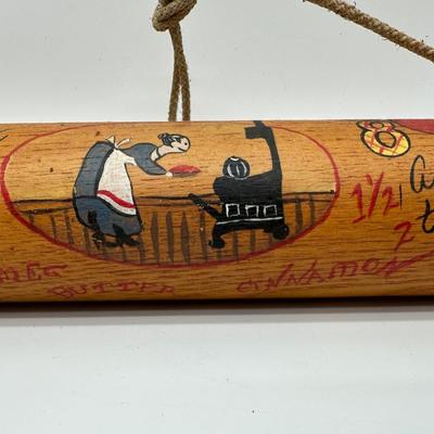 Vintage Hand-Painted Wooden Rolling Pin – Hanging Decor
