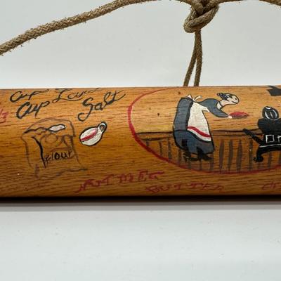Vintage Hand-Painted Wooden Rolling Pin – Hanging Decor