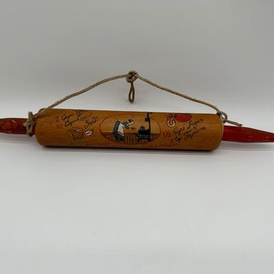 Vintage Hand-Painted Wooden Rolling Pin – Hanging Decor