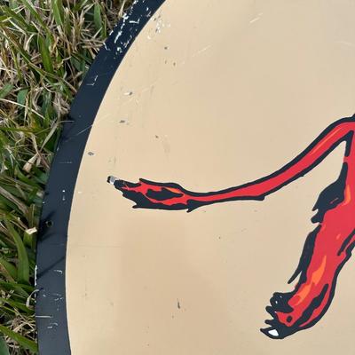 Gilmore Gasoline “Roar with Gilmore” Round Metal Sign – 1990s Reproduction – 28”