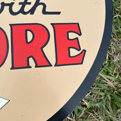 Gilmore Gasoline “Roar with Gilmore” Round Metal Sign – 1990s Reproduction – 28”