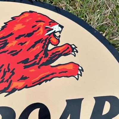 Gilmore Gasoline “Roar with Gilmore” Round Metal Sign – 1990s Reproduction – 28”