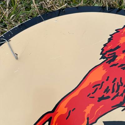 Gilmore Gasoline “Roar with Gilmore” Round Metal Sign – 1990s Reproduction – 28”