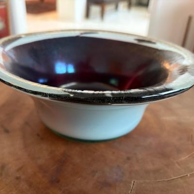 Purple and white glass swirl bowl