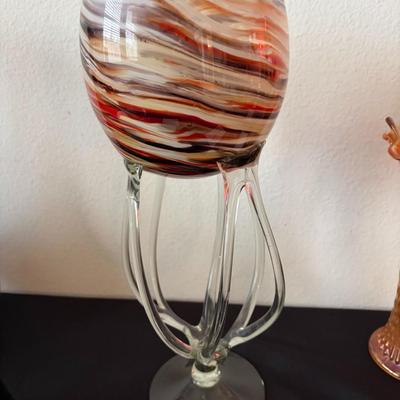 Hand blown "jellyfish" art glass vase