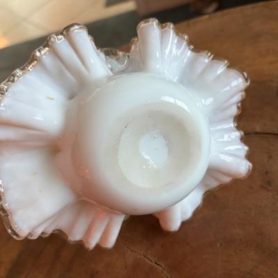 Hand blown ruffled basket