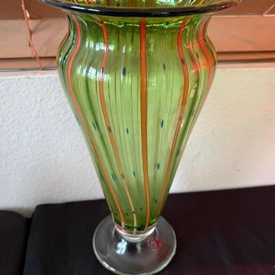 Large green glass vase