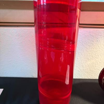 Red blown glass vase