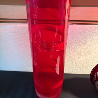 Red blown glass vase