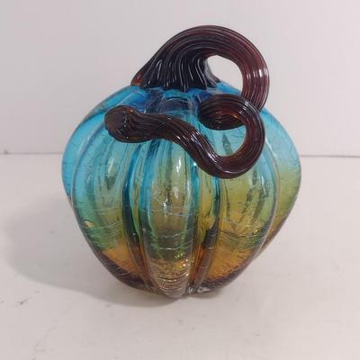 Art Glass Pumpkin- Approx 4" in Diameter