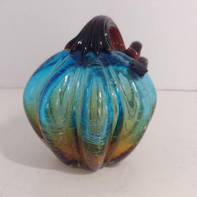 Art Glass Pumpkin- Approx 4" in Diameter