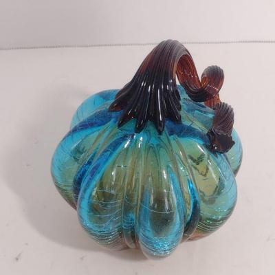 Art Glass Pumpkin- Approx 4" in Diameter