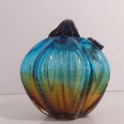 Art Glass Pumpkin- Approx 4" in Diameter