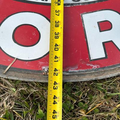 Vintage Late 1920’s-1934 Texaco Gasoline Motor Oil Porcelain Sign on Original Double-Sided Frame