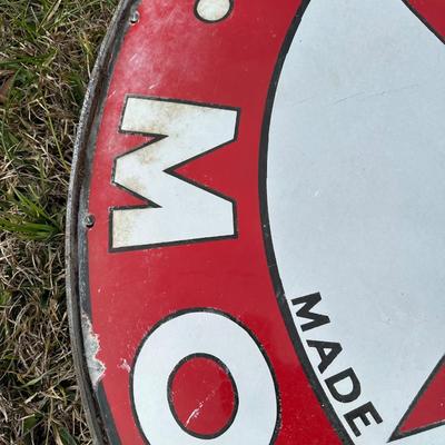 Vintage Late 1920’s-1934 Texaco Gasoline Motor Oil Porcelain Sign on Original Double-Sided Frame